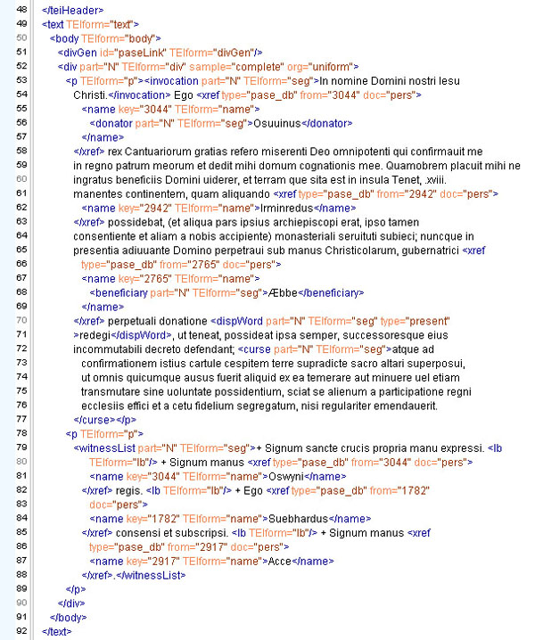 Sample of TEI XML file for one of the charters in ASChart.